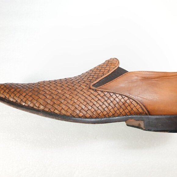 Saks Fifth Avenue Woven Leather Slip-On Loafers Mens 10 Made in Italy Good Cond - Picture 7 of 16